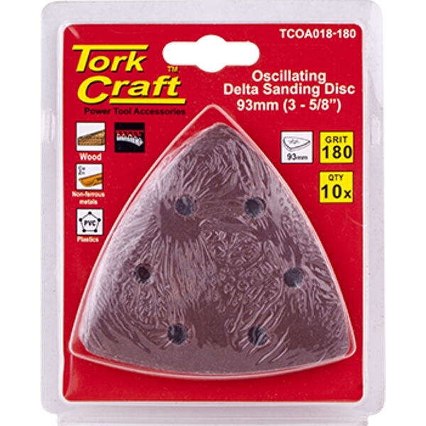 Tork Craft Oscillating Sandpaper A/O 93mm 10Pc Delta Shape 180Grit