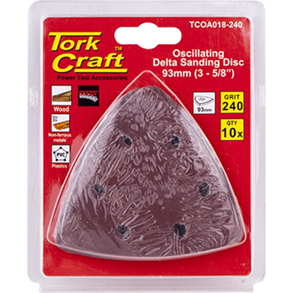 Tork Craft Oscillating Sandpaper A/O 93mm 10Pc Delta Shape 240Grit
