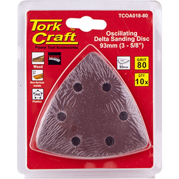 Tork Craft Oscillating Sandpaper A/O 93mm 10Pc Delta Shape 80Grit