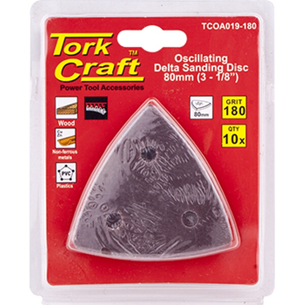 Tork Craft Oscillating Sandpaper A/O 80mm 10Pc Delta Shape 180Grit