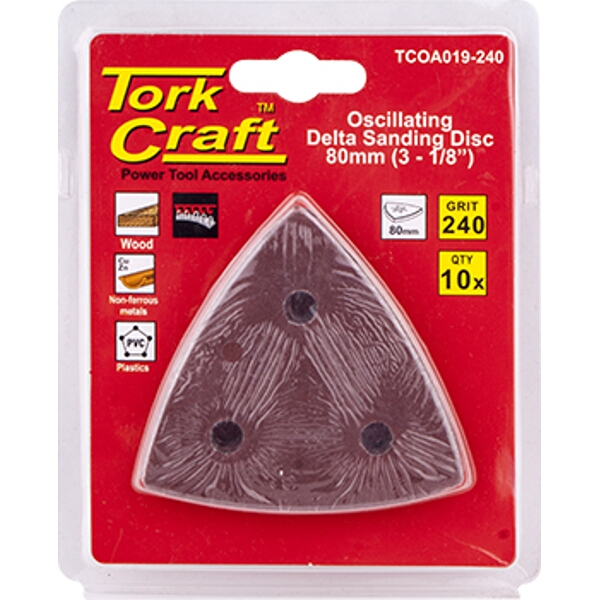Tork Craft Oscillating Sandpaper A/O 80mm 10Pc Delta Shape 240Grit
