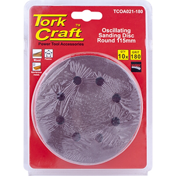 Tork Craft Oscillating Sandpaper A/O 115mm 10Pc Round 180Grit