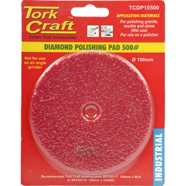 Tork Craft 100mm Diamond Wet Polishing Pad 500 Grit Red