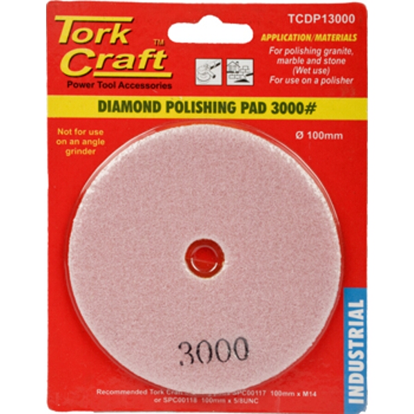 Tork Craft 100mm Diamond Wet Polishing Pad 3000 Grit Pink