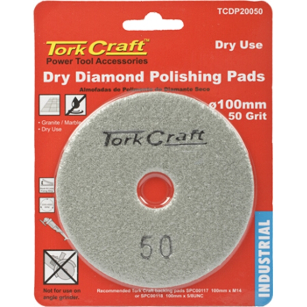 Tork Craft 100mm Diamond Polishing Pad 50 Grit Dry Use