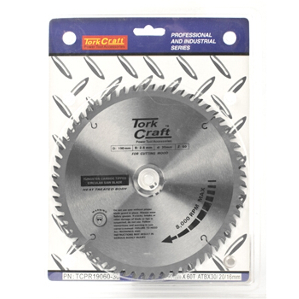 Tork Craft Blade TCT 190X60T 30/20/16 Atb Positive Professional Industrial