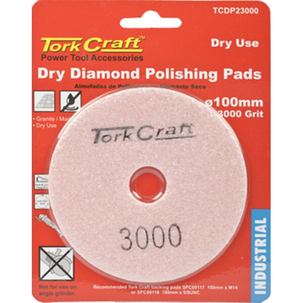 Tork Craft 100mm Diamond Polishing Pad 3000 Grit Dry Use