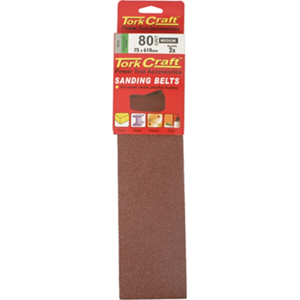 Tork Craft Sanding Belt 75 x 610mm 80Grit 2/Pack
