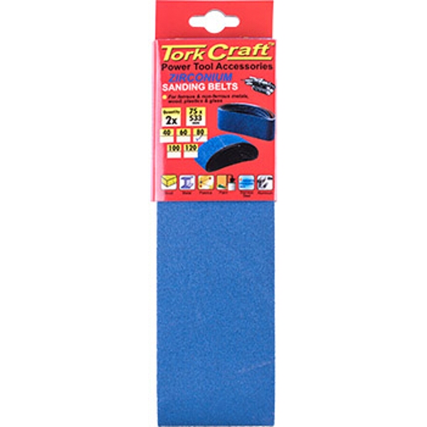 Tork Craft Sanding Belt Zirconium 75 x 533mm 80Grit 2/Pack