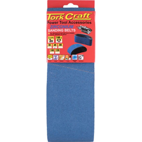Tork Craft Sanding Belt Zirconium 100 x 610mm 60Grit 2/Pack