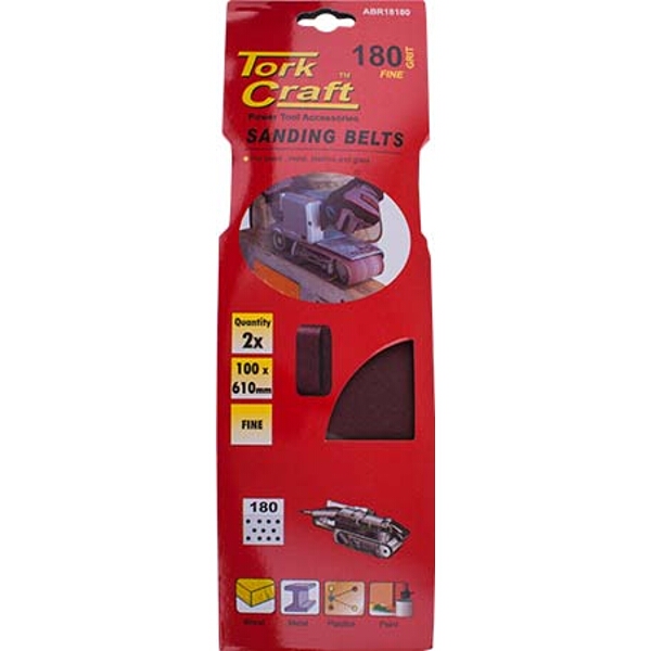 Tork Craft Sanding Belt 100 x 610mm 180Grit 2/Pack