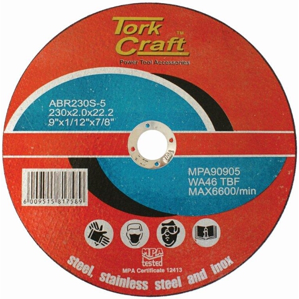 Tork Craft Cutting Disc For Steel And Stainless Steel 230 x 2.0 x 22.2mm