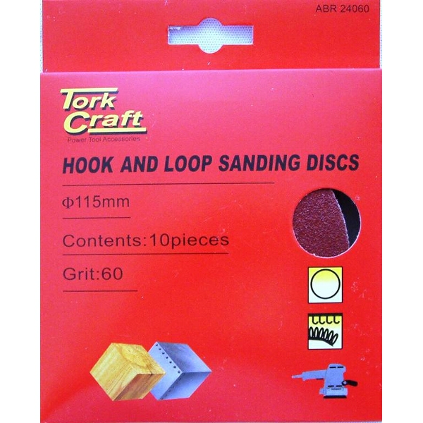 Tork Craft Sanding Disc Hook & Loop 115mm 60 Grit 10/Pack
