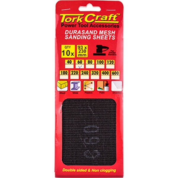 Tork Craft Durasand Mesh Sanding Sheet 60Grit 93 X 230mm 10Pc Per Pack