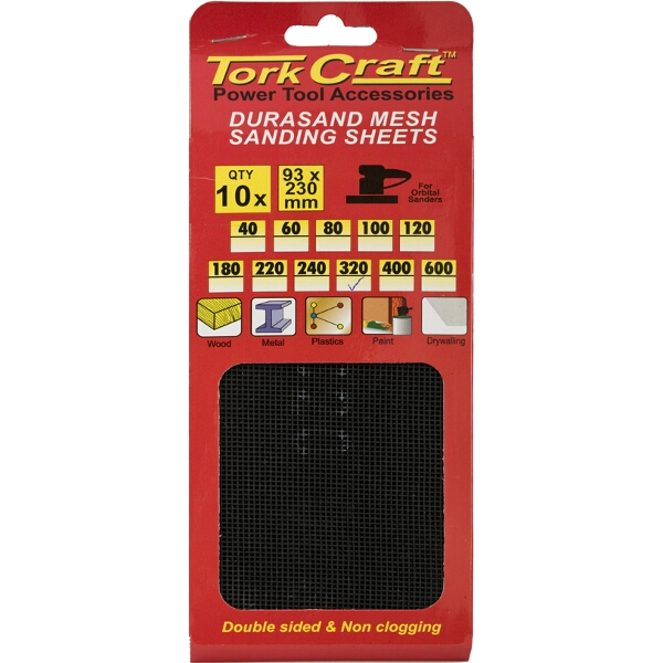 Tork Craft Durasand Mesh Sanding Sheet 320Grit 93 X 230mm 10Pc Per Pack