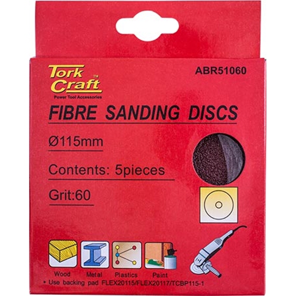 Tork Craft Fibre Disc 115mm 60 Grit 5/Pack