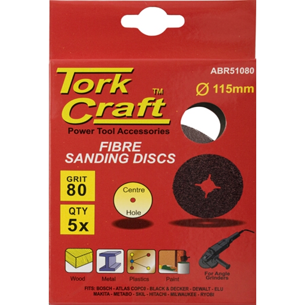 Tork Craft Fibre Disc 115mm 80 Grit 5/Pack
