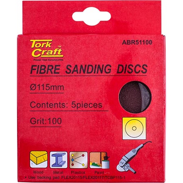 Tork Craft Fibre Disc 115mm 100 Grit 5/Pack