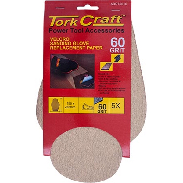 Tork Craft Spare Sanding Sheets For Glove 60 Grit (5Pc) Hand