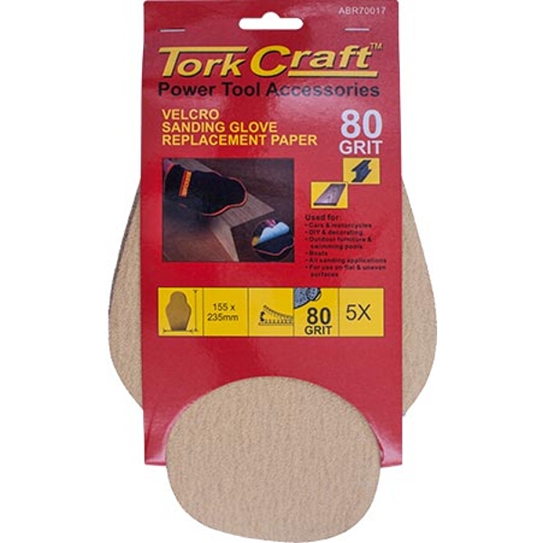 Tork Craft Spare Sanding Sheets For Glove 80 Grit (5Pc) Hand