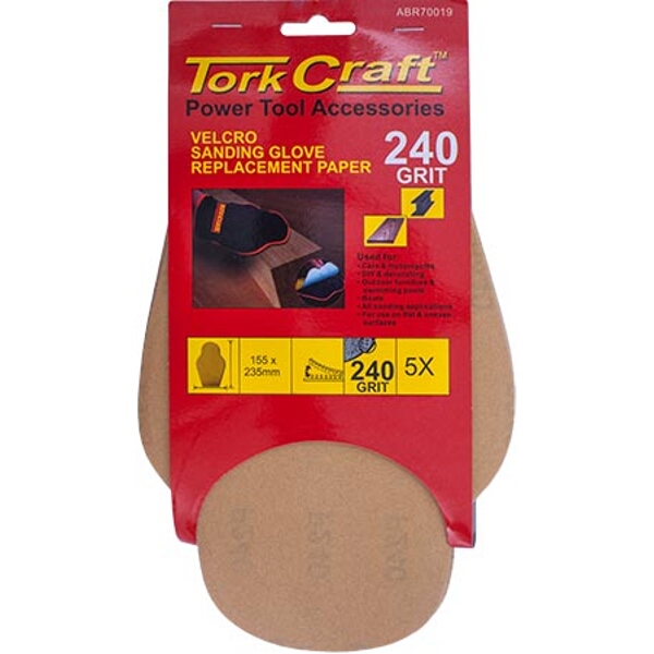 Tork Craft Spare Sanding Sheets For Glove 240 Grit  (5Pc) Hand