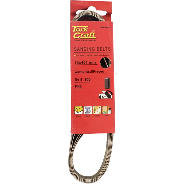 Tork Craft Powerfile Sanding Belt 13 X 451mm 100 Grit 5/Pk