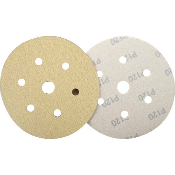 Tork Craft Gold Hook & Loop Disc (50 Pieces) 120 Grit 150mm X 6+1 Holes