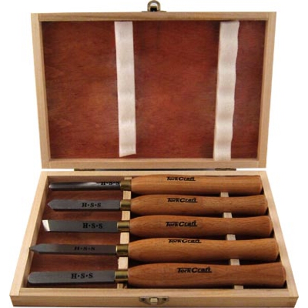 Tork Craft Chisel Set Wood Turning 300mm Hss 5 Piece Wood Case