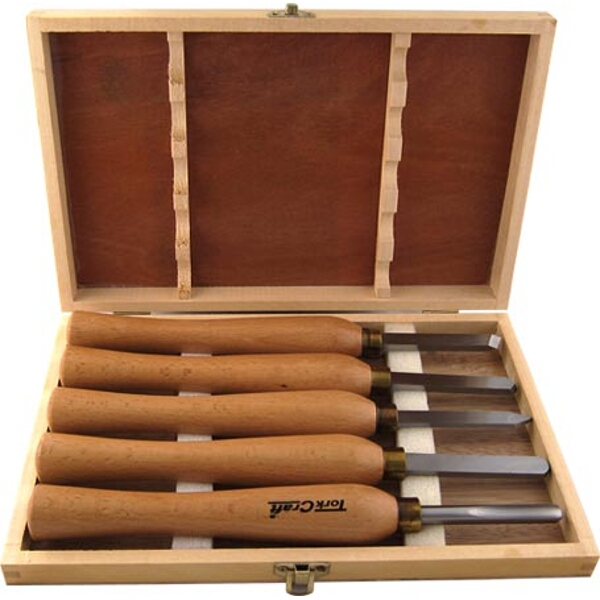 Tork Craft Chisel Set Wood Turning 270mm Hss 5 Piece Wood Case