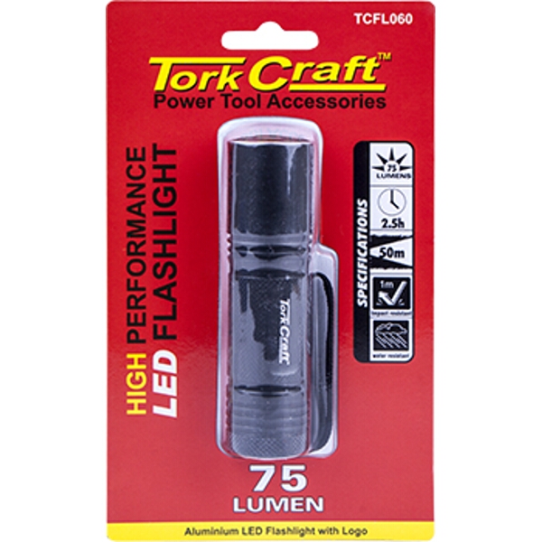 Tork Craft Torch Led Alum. 75Lm Blk Use 3 X Aaa Batteries Tork Craft