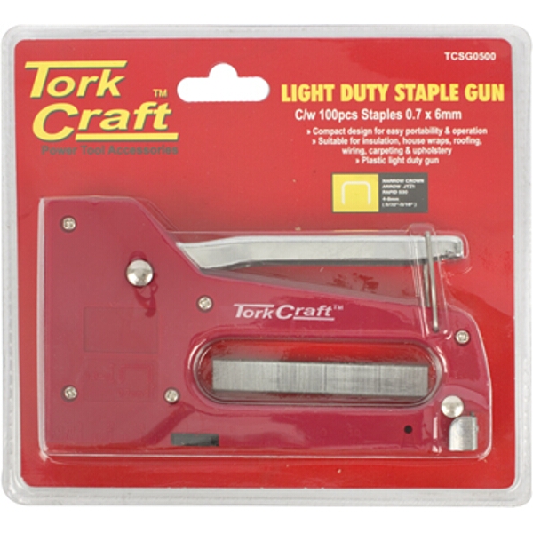 Tork Craft Staple Gun Light Duty With 100Pc 0.7mmx8mm Jt21 Staples