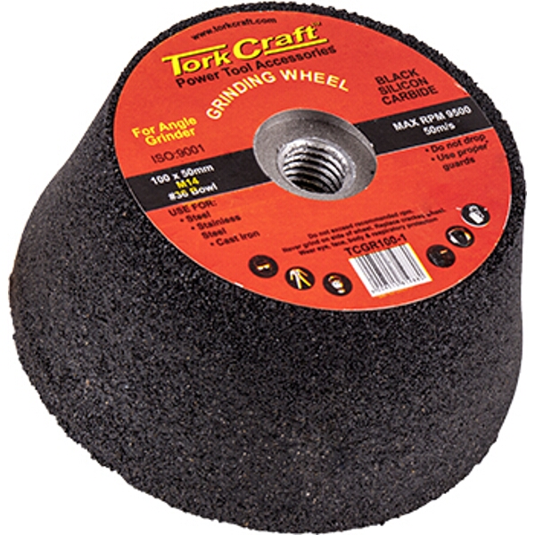 Tork Craft Grinding Wheel 100X50 M14 Bore – #36 Bowl – Angle Grinder