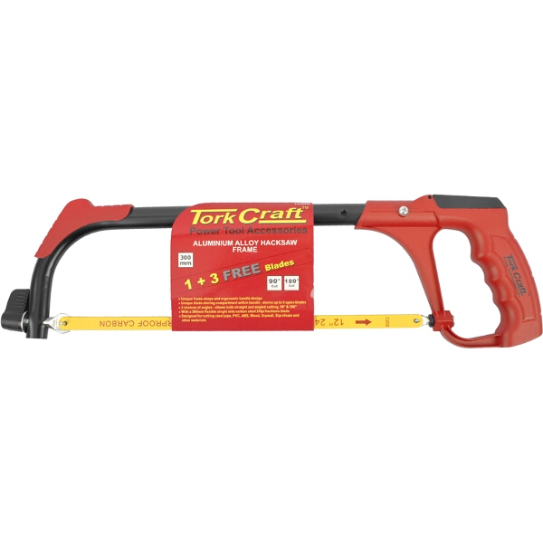 Tork Craft Aluminium Alloy Hacksaw Frame 300M C/W 1 + 3 Blades
