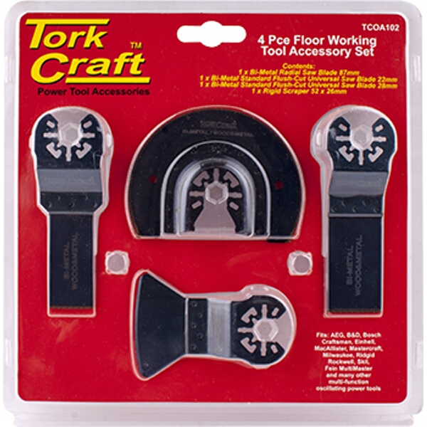Tork Craft Quick Change Oscillating Floor Working Accessory Kit 4Pc