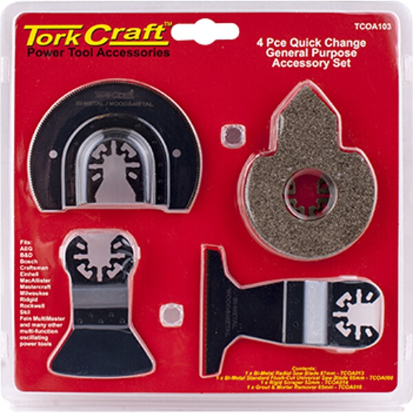 Tork Craft Quick Change Oscillating General Purpose Accessory Kit 4Pc