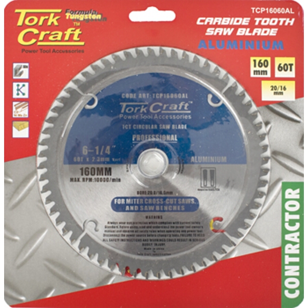 Tork Craft Blade Contractor Alum 160 X 60T 20/16 Circular Saw TCT