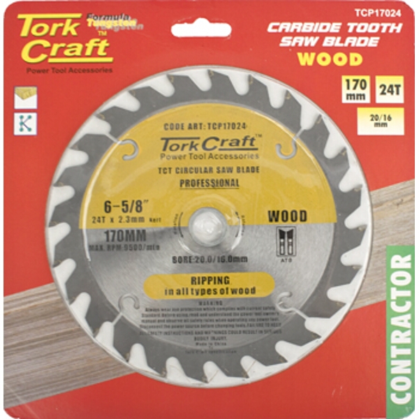 Tork Craft Blade Contractor 170 X 24T 20/16 Circular Saw TCT