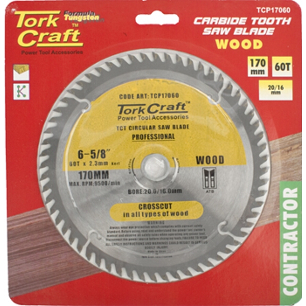 Tork Craft Blade Contractor 170X60T 20/16 Circular Saw TCT