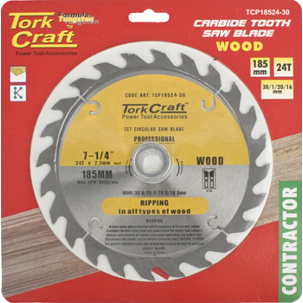 Tork Craft Blade Contractor 185 X 24T 30/20/16/1 Circular Saw TCT