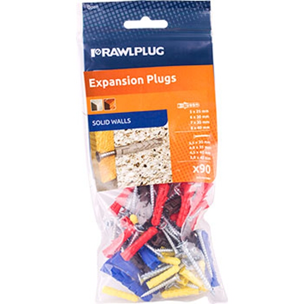 Rawlplug Nyl Expansion Plug+Screw Selection Bag