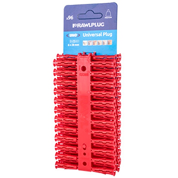 Rawlplug Universal Plug Red 6mm X 28mm X96-Clip