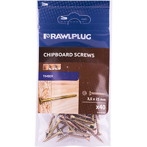 Rawlplug R-Ts Hardened Screw 3.5X25mm X40 Per Bag