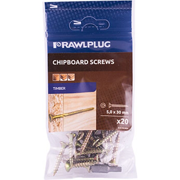Rawlplug R-Ts Hardened Screw 5.0X30mm X20 Per Bag