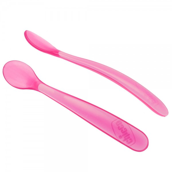Chicco – Soft Silicone Spoon Bi-Pack – 6 Month – Pink