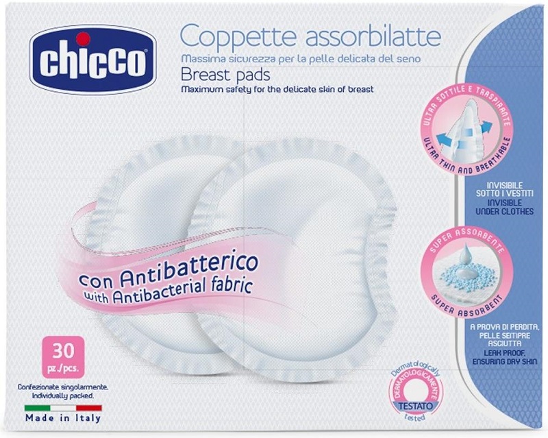 Natural Feeling 30 Piece Antibacterial Breast Pads – White