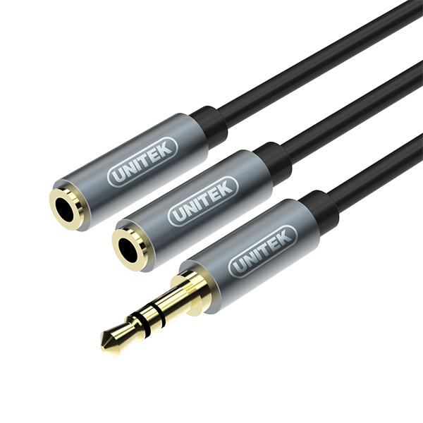 Unitek 0.2M 3.5Mm Aux Cable M To 2X F (Y-C956Abk)