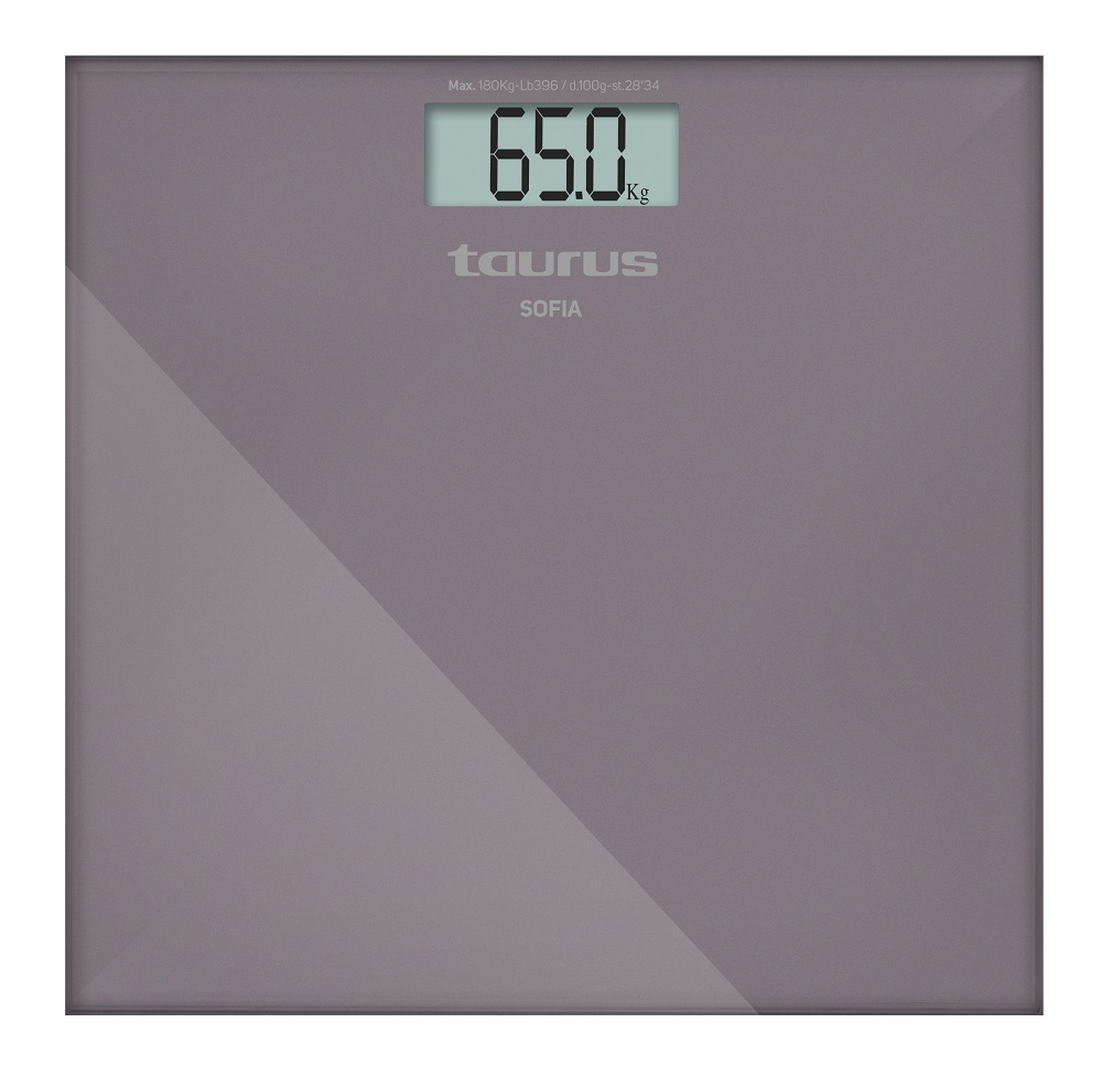 Taurus Bathroom Scale Battery Operated Glass Purple 180kg 3V “Sofia”