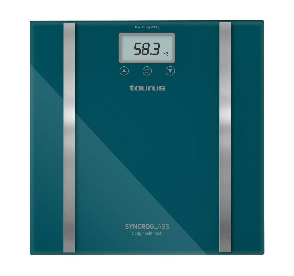Taurus Bathroom Scale Battery Operated Glass Teal 180kg 3V “Syncro Glass”