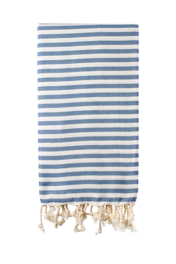 Turkish Bath / Beach Towel (100% Cotton) – SUD – Blue & Cream (100x180cm)