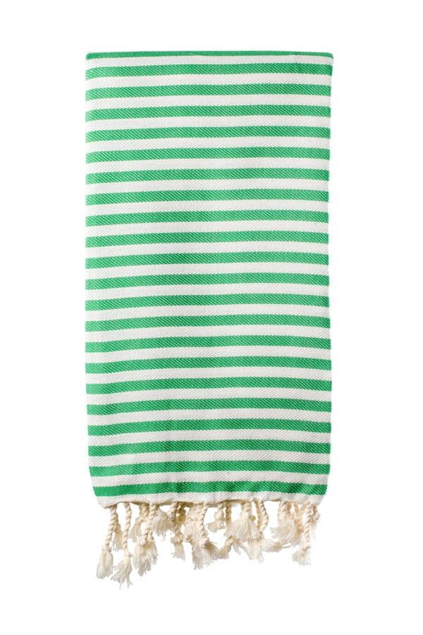 Turkish Bath / Beach Towel (100% Cotton) – SUD – Green & Cream (100x180cm)